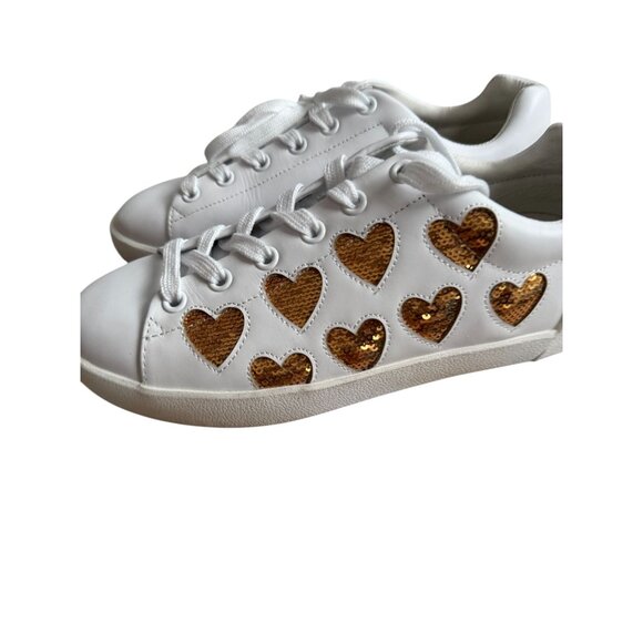ASH Sequin Heart Print White Leather Sneakers Size 37 / US 6.5 -7 - Picture 8 of 10